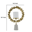 Gigi Candle Holder- Marble Base- Gold Leaf Wreath Ring- White Glass 20 Inch