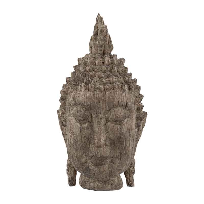 Reva Meditating Buddha Head Sculpture- Rustic Distressed Brown 12 Inch