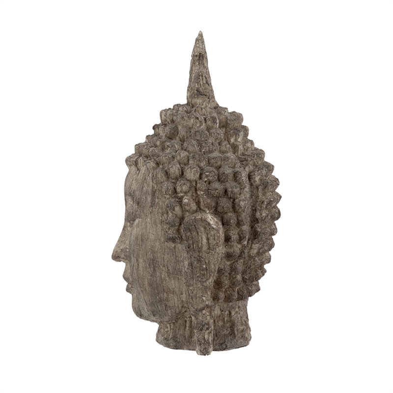 Reva Meditating Buddha Head Sculpture- Rustic Distressed Brown 12 Inch