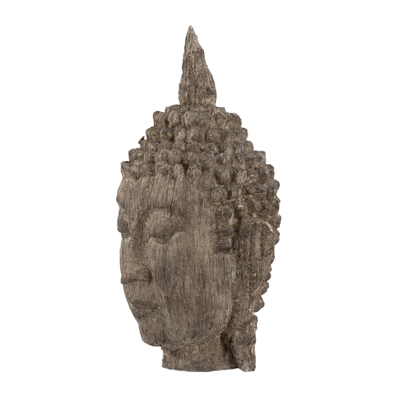 Reva Meditating Buddha Head Sculpture- Rustic Distressed Brown 12 Inch