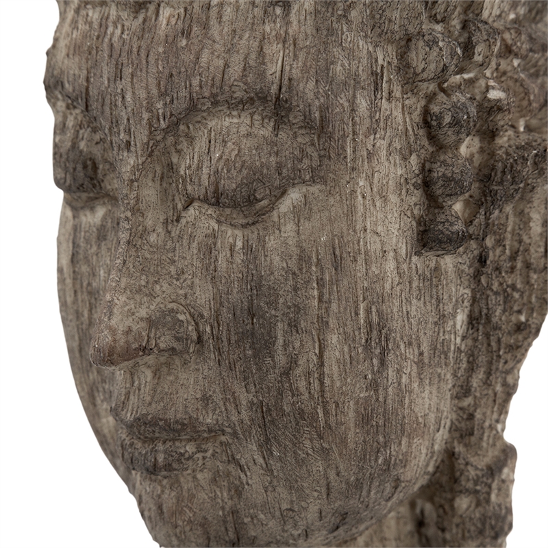 Reva Meditating Buddha Head Sculpture- Rustic Distressed Brown 12 Inch