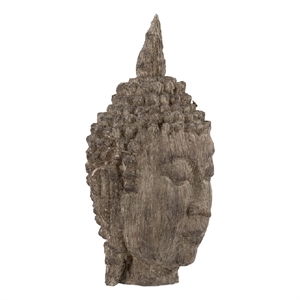 Reva Meditating Buddha Head Sculpture- Rustic Distressed Brown 12 Inch