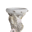 Pillar Candle Holder- Oyster Design 14 Inch Tall Coastal White Polyresin