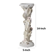 Pillar Candle Holder- Oyster Design 14 Inch Tall Coastal White Polyresin