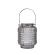 Aly Colorful Candle Holder Set of 4- Cut Glass Jars with Iron Handles