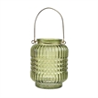 Aly Colorful Candle Holder Set of 4- Cut Glass Jars with Iron Handles