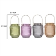 Aly Colorful Candle Holder Set of 4- Cut Glass Jars with Iron Handles