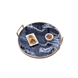 Set of 2 Decorative Trays with Handles- Black White Faux Marble Print- Gold