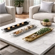 Slim Decorative Runner Tray Set of 3- Black Silver and Gold Aluminum