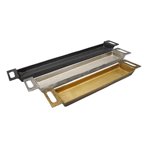 Slim Decorative Runner Tray Set of 3- Black Silver and Gold Aluminum