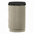Trex Nightstand- 2 Reeded Drawers with Black Faux Marble Oval Top- Beige