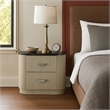 Trex Nightstand- 2 Reeded Drawers with Black Faux Marble Oval Top- Beige