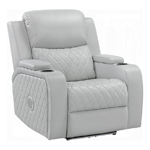 Ely Power Motion Reclining Chair with LED- Light Gray Synthetic Leather