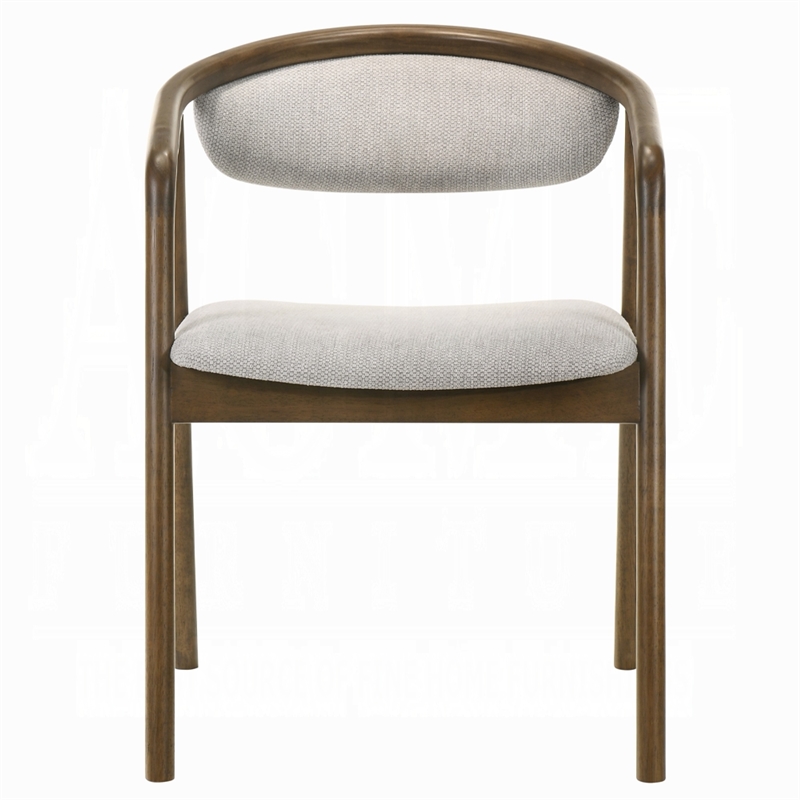 Lina Dining Side Chair- Gray Chenille Seat and Back- Walnut Brown Wood