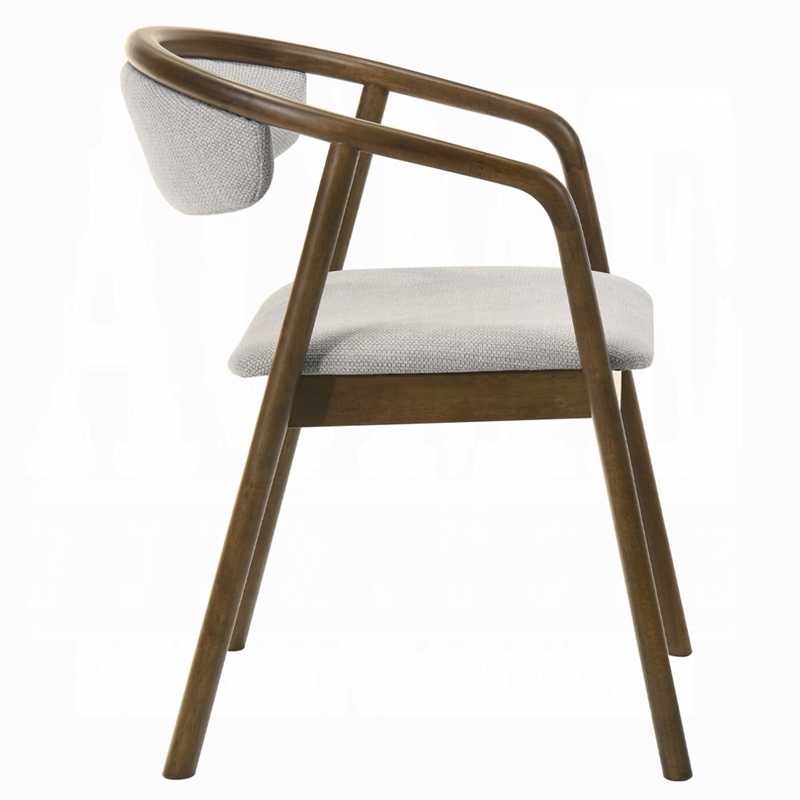 Lina Dining Side Chair- Gray Chenille Seat and Back- Walnut Brown Wood