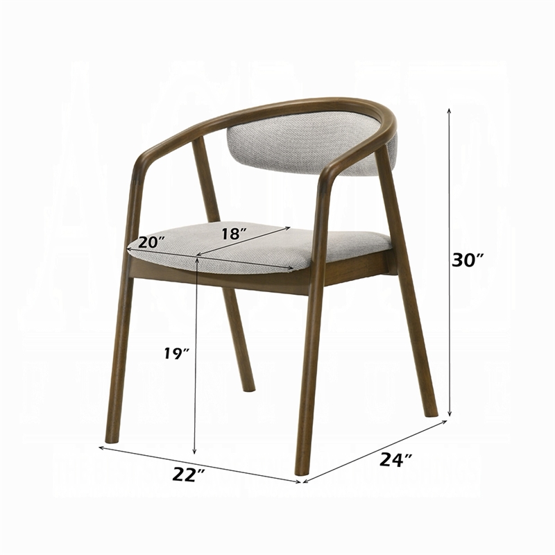 Lina Dining Side Chair- Gray Chenille Seat and Back- Walnut Brown Wood