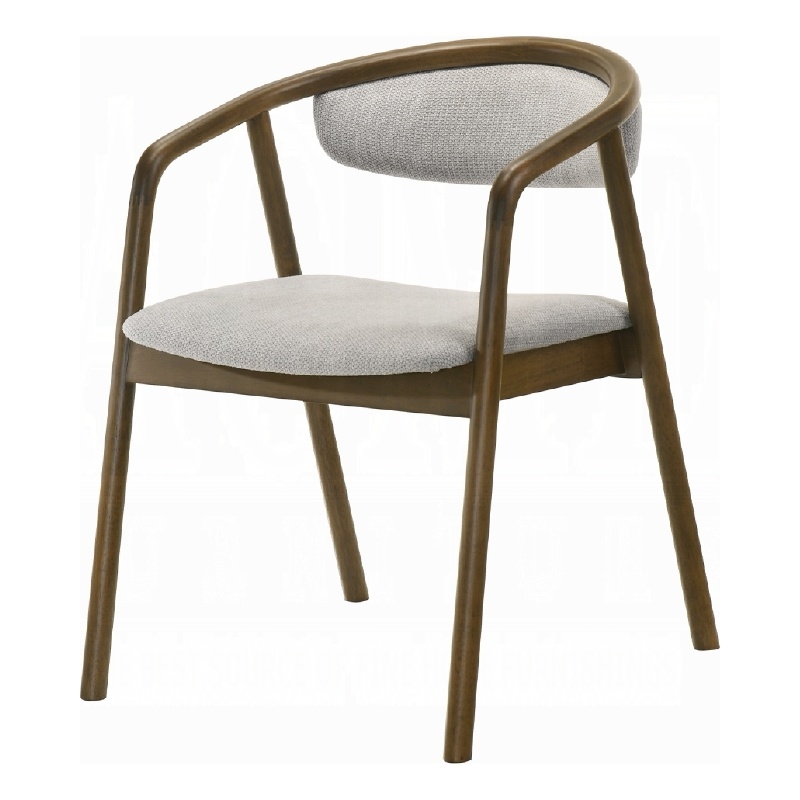 Lina Dining Side Chair- Gray Chenille Seat and Back- Walnut Brown Wood