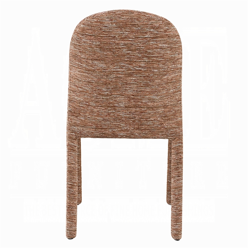 Ladi Dining Side Chair Set of 2- Brown Chenille Padded Seat and Back