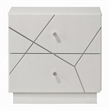 Esy Nightstand- 2 Drawers with Crystal Knobs- White Carved Pattern
