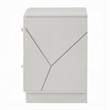 Esy Nightstand- 2 Drawers with Crystal Knobs- White Carved Pattern