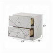 Esy Nightstand- 2 Drawers with Crystal Knobs- White Carved Pattern