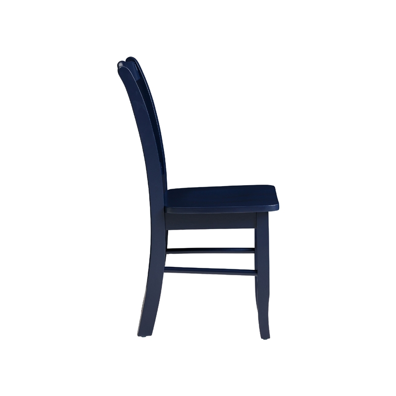 Dining Side Chair Set of 2- Shaker Style- Farmhouse Navy Blue Wood