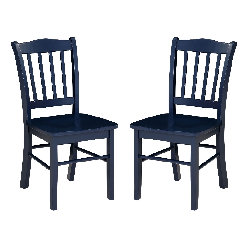 Dining Side Chair Set of 2- Shaker Style- Farmhouse Navy Blue Wood