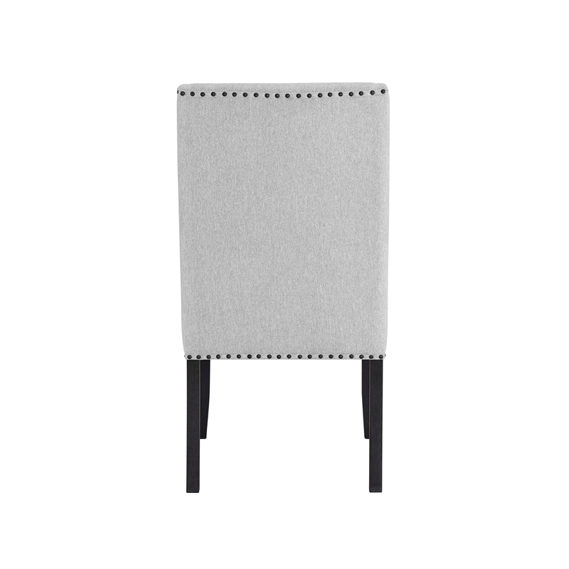 Vinz Dining Side Chair Set of 2- Light Gray Cotton Polyester- Black Legs