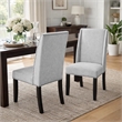 Vinz Dining Side Chair Set of 2- Light Gray Cotton Polyester- Black Legs