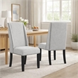 Vinz Dining Side Chair Set of 2- Light Gray Cotton Polyester- Black Legs