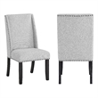 Vinz Dining Side Chair Set of 2- Light Gray Cotton Polyester- Black Legs