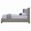 Mely Queen Platform Bed- Wingback Headboard Gray Chenille Upholstery- Brown