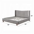 Mely Queen Platform Bed- Wingback Headboard Gray Chenille Upholstery- Brown
