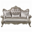 Bertha Baroque Loveseat with 3 Pillows- Tufted Champagne Gray- 70 Inch