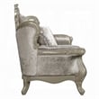 Bertha Baroque Loveseat with 3 Pillows- Tufted Champagne Gray- 70 Inch