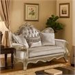 Bertha Baroque Loveseat with 3 Pillows- Tufted Champagne Gray- 70 Inch