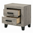 Rachy Nightstand- 2 Drawers with Black Metal Handles- Farmhouse Light Gray