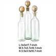 Hazie Decorative Glass Bottles Set of 3- Mango Wood Tops- 16 and 18 Inch