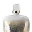 Akky Decorative Bottle with Lid- Aluminum Collar Silver-White Glass 13 Inch