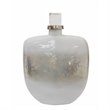 Akky Decorative Bottle with Lid- Aluminum Collar Silver-White Glass 16 Inch