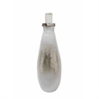 Akky Decorative Bottle with Lid- Aluminum Collar Silver-White Glass 16 Inch