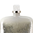 Akky Decorative Bottle with Lid- Aluminum Collar Silver-White Glass 16 Inch