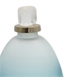 Ethan Decorative Bottle with Lid- Gold Metal Detail- Blue-White Glass 15in