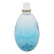 Ethan Decorative Bottle with Lid- Gold Metal Detail- Blue-White Glass 15in