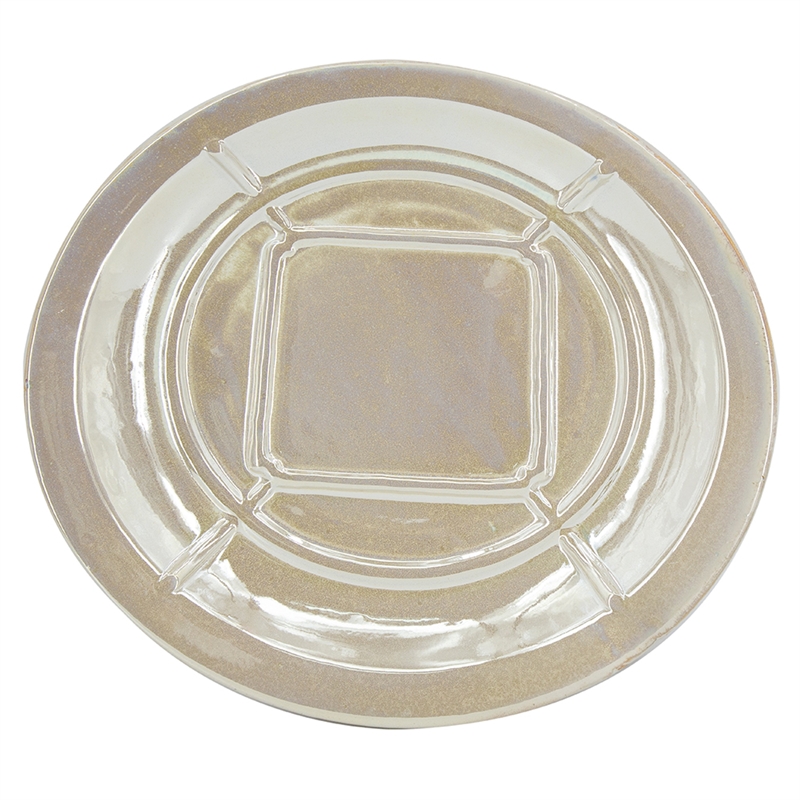 Dutch Charger Plate with Stand- Iridescent Glaze Cream Ceramic 18 Inch