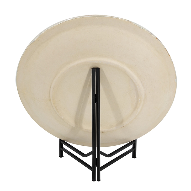 Dutch Charger Plate with Stand- Iridescent Glaze Cream Ceramic 18 Inch