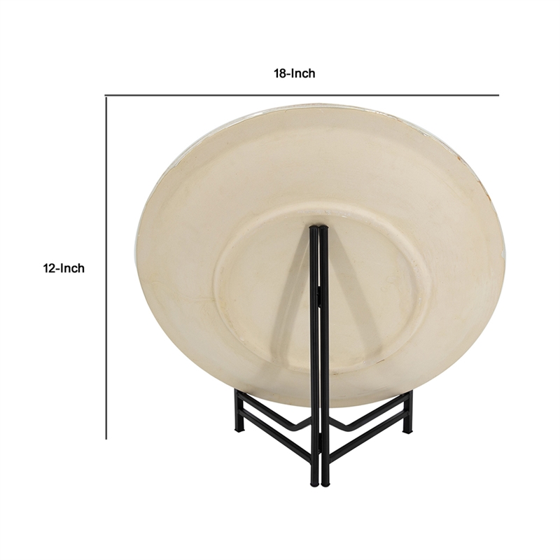 Dutch Charger Plate with Stand- Iridescent Glaze Cream Ceramic 18 Inch