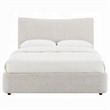 Rery Full Size Bed- Beige Chenille Padded Upholstery- Low Profile Platform