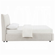 Rery Full Size Bed- Beige Chenille Padded Upholstery- Low Profile Platform