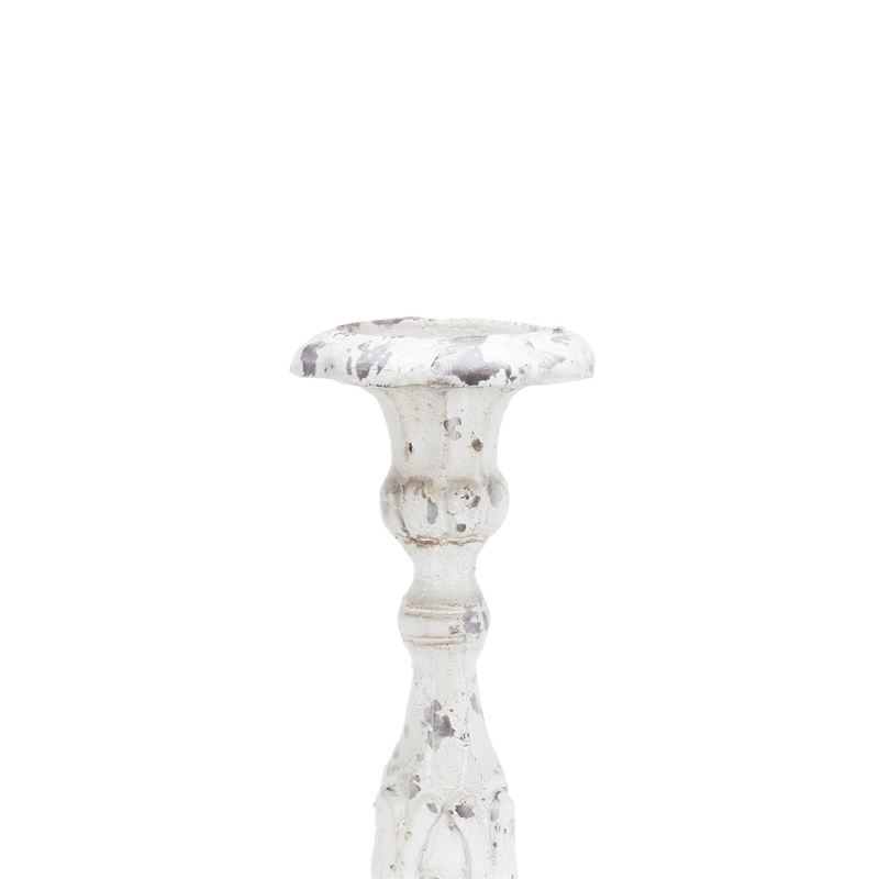 Jewa Vintage Pillar Candle Holder- 28 Inch Speckled White Magnesia